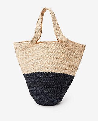 Ann Taylor Colorblock Straw Bag
