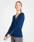 Ann Taylor Pearlized Button Slit Cuff Sweater
