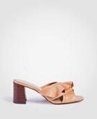 Ann Taylor Evena Leather Ruffle Block Heel Sandals