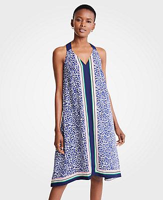 Ann Taylor Border Strappy Midi Dress