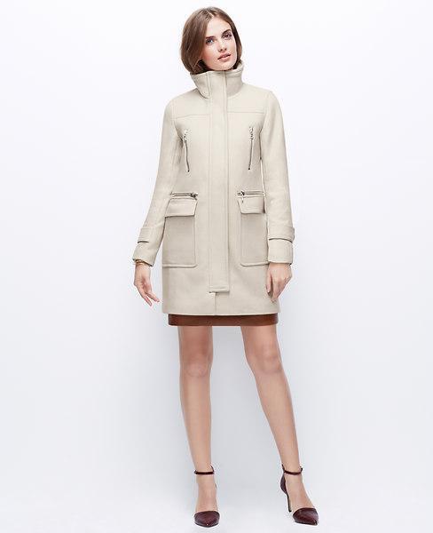 Ann Taylor Chalet Coat, Tan Stone - Extrasmall