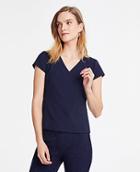 Ann Taylor Pindot Cap Sleeve Top