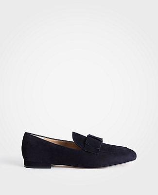 Ann Taylor Adeline Suede Bow Loafers