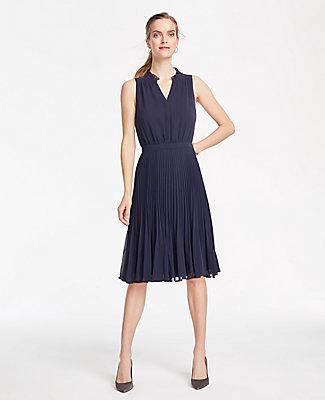 Ann Taylor Ruffle Pleated Flare Dress