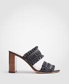 Ann Taylor Hartley Leather Ruffle Block Heel Sandals