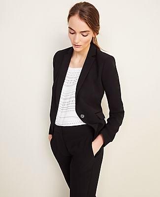 Ann Taylor The Tuxedo Cutaway Blazer In Black Doubleweave
