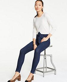 Ann Taylor Tie Waist Performance Stretch Skinny Jeans