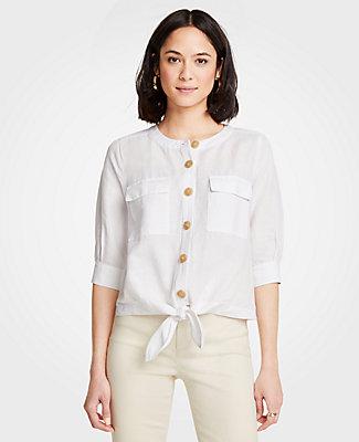 Ann Taylor Tie Waist Utility Top