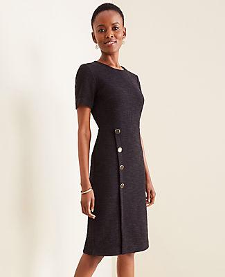 Ann Taylor Textured Button Trim Sheath Dress