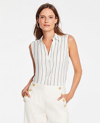 Ann Taylor Striped Essential Sleeveless Shirt