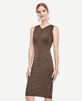 Ann Taylor V-neck Ponte Seamed Sheath Dress