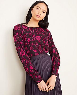Ann Taylor Floral Matte Jersey Blouse