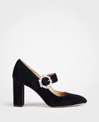 Ann Taylor Adaline Jeweled Suede Mary Jane Pumps