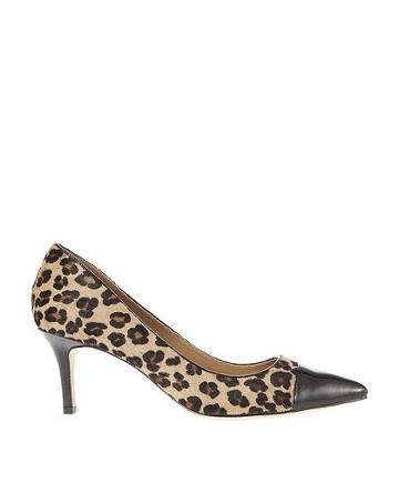 Ann Taylor Eryn Leopard Print Haircalf Cap Toe Kitten Heels