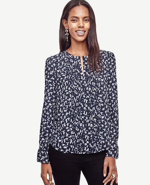 Ann Taylor Leaves Split Neck Blouse