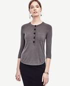 Ann Taylor Silk Cotton Henley Top