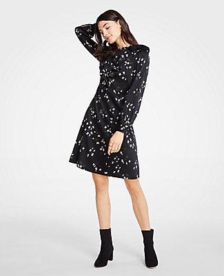 Ann Taylor Floral Ruffle Flare Dress