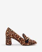 Ann Taylor Cordelia Leopard Print Haircalf Chained Loafer Pumps
