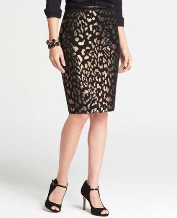  Ann Taylor Bronze Animal Jacquard Skirt