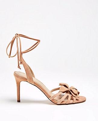 Ann Taylor Lillie Flower Suede Heeled Sandals