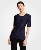 Ann Taylor Pinstripe Twisted Front Top