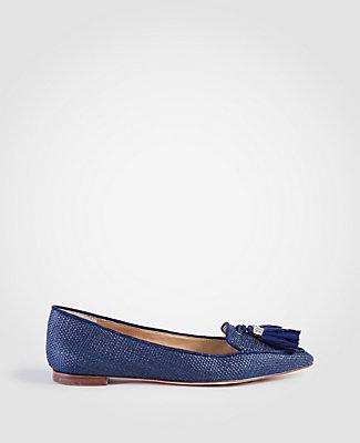 Ann Taylor Ivana Straw Tassel Flats