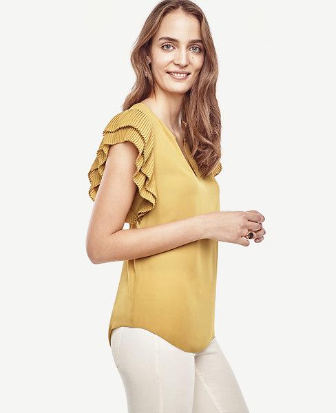 Ann Taylor Pleated Flutter Blouse