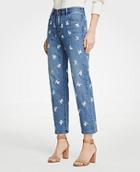 Ann Taylor Floral Embroidered Straight Crop Jeans