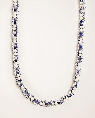 Ann Taylor Tweed Pearlized Station Necklace