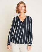 Ann Taylor Stripe Mixed Media Pleat Front Top