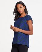 Ann Taylor Floral Ruched Sleeve Top