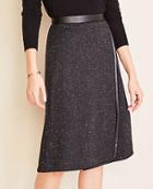Ann Taylor Faux Leather Trim A-line Wrap Skirt