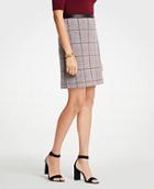 Ann Taylor Faux Leather Trim Plaid A-line Skirt