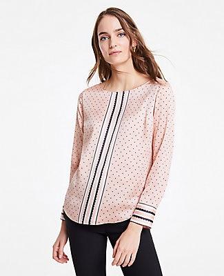 Ann Taylor Polka Dot Scarf Print Blouse