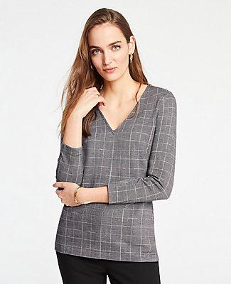Ann Taylor Plaid Jacquard Tunic