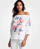 Ann Taylor Floral Embroidered Off The Shoulder Top