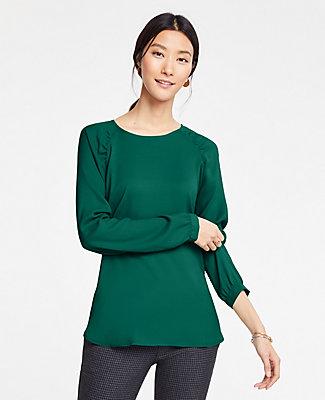 Ann Taylor Ruched Shoulder Blouse