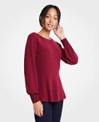 Ann Taylor Ribbed Cuff Peplum Top