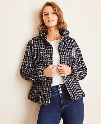 Ann Taylor Tweed Puffer Jacket