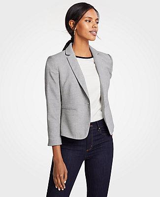 Ann Taylor Piped Flannel Blazer