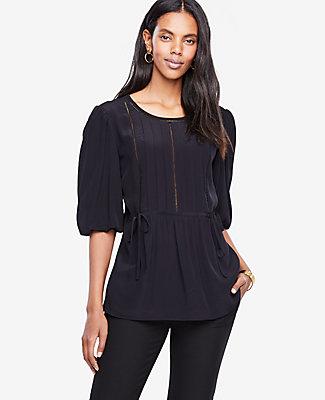Ann Taylor Lacy Puff Sleeve Blouse