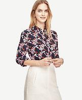 Ann Taylor Swirling Floral Silk Blouse