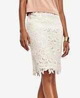 Ann Taylor Floral Lace Pencil Skirt