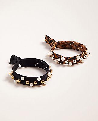 Ann Taylor Pearlized Wrapped Hair Tie Set