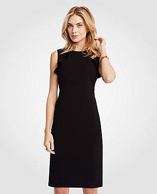 Ann Taylor Pleated Ruffle Sheath Dress