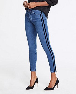Ann Taylor Modern Velvet Side Stripe All Day Skinny Jeans