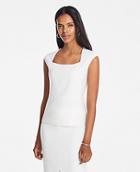 Ann Taylor Square Neck Top In Herringbone