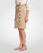 Ann Taylor Cotton Sateen Button Front Pencil Skirt