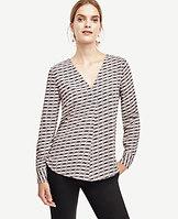 Ann Taylor Wavy Mixed Media V-neck Top