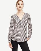Ann Taylor Wavy Mixed Media V-neck Top